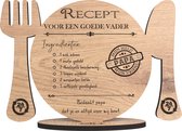 RECEPT VADER - Recept voor een goede vader - houten wenskaart - papa - kaart Vaderdag - 17.5 x 25 cm