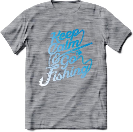 Keeo Calm Go Fishing - Vissen T-Shirt | Grappig Verjaardag Vis Hobby Cadeau Shirt | Dames - Heren - Unisex | Tshirt Hengelsport Kleding Kado - Donker Grijs - Gemaleerd - XXL