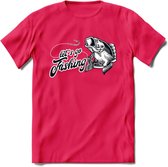 Lets Go Fishing - Vissen T-Shirt | Grappig Verjaardag Vis Hobby Cadeau Shirt | Dames - Heren - Unisex | Tshirt Hengelsport Kleding Kado - Roze - M