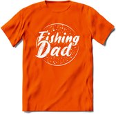Fishing Dad - Vissen T-Shirt | Grappig Verjaardag Vis Hobby Cadeau Shirt | Dames - Heren - Unisex | Tshirt Hengelsport Kleding Kado - Oranje - L