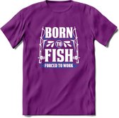 Born To Fish - Vissen T-Shirt | Grappig Verjaardag Vis Hobby Cadeau Shirt | Dames - Heren - Unisex | Tshirt Hengelsport Kleding Kado - Paars - L