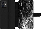Bookcase Geschikt voor iPhone 12 Pro Max telefoonhoesje - Marmer print - Steen - Luxe - Met vakjes - Wallet case met magneetsluiting