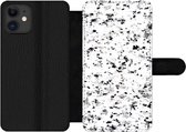 Bookcase Geschikt voor iPhone 12 Pro Max telefoonhoesje - Marmer print - Stippen - Wit - Met vakjes - Wallet case met magneetsluiting