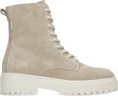Manfield - Dames - Beige suède veterboots - Maat 37
