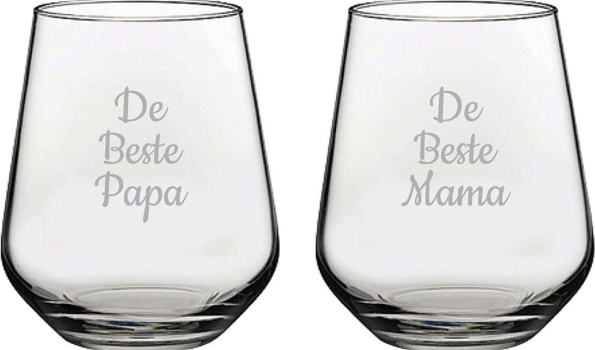 Gegraveerde Drinkglas 42,5cl De Beste Mama-De Beste Papa