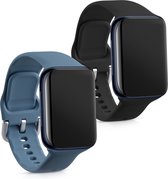 kwmobile 2x armband voor Oppo Watch 2 (46mm) - Bandjes voor fitnesstracker in zwart / blauwgrijs