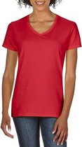 Basic V-hals t-shirt rood voor dames - Casual shirts - Dameskleding t-shirt rood 2XL (44/56)