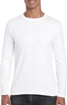 Basic heren t-shirt wit met lange mouwen - Herenkleding - herenshirt met lange mouw 2XL