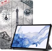 Case2go - Tablet Hoes geschikt voor Samsung Galaxy Tab S8 (2022) - Tri-Fold Book Case - Eiffeltoren