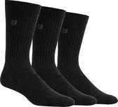 Skechers 6pk Unisex 1/2 Terry Crew S104981-BLK, Unisex, Zwart, Sokken, maat: 31-34