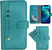 iPhone 12 Mini - Hoesje - Telefoonhoesje - Bookcase - Zacht Kunstleer - Blauw - Aqua - iPhone 12 Mini Book Case - 5.4 inch