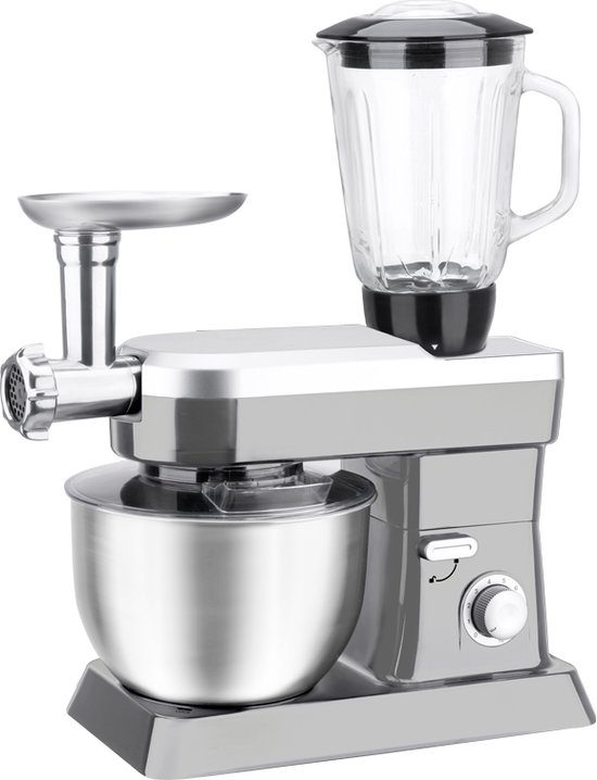 Swiss Pro+ - SP-PKM1900B - 3-in-1 Krachtige Keukenmachine 6.3 L - 1500W - Zilver - Blender - Vleesmalen -  Mixen - Food Processor 6.3 Liter