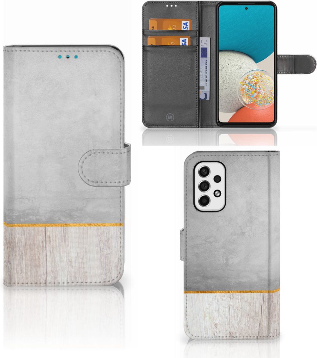 Samsung Galaxy A53 Book Style Case Wood Concrete