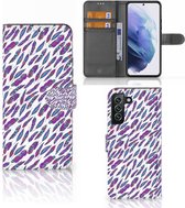 Telefoonhoesje Geschikt voor Samsung Galaxy S22 Plus Flip Cover Feathers Color