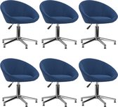 vidaXL Eetkamerstoelen draaibaar 6 st stof blauw