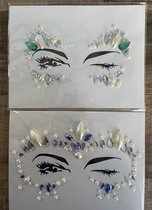 Pearl face & body jewels - 2 pack - Festival carnaval gezicht stickers