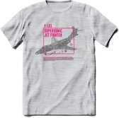 F-101 Vliegtuig T-Shirt | Unisex leger Kleding | Dames - Heren Straaljager shirt | Army F16 | Grappig bouwpakket Cadeau | - Licht Grijs - Gemaleerd - 3XL