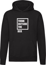 Think outside the box | Unisex | Trui | Sweater | Hoodie | Capuchon | Zwart | Buiten de doos denken | Analyse | Effect | Kader | Mindset | Slim | Succes | Toekomst