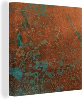 Canvas Schilderij Staalplaat - Turquoise - Roest - 20x20 cm - Wanddecoratie