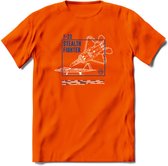 F-22 Vliegtuig T-Shirt | Unisex leger Kleding | Dames - Heren Straaljager shirt | Army F16 | Grappig bouwpakket Cadeau | - Oranje - S
