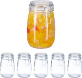 Relaxdays weckpotten glas - 1 l - beugelsluiting - voorraadpot - glazen pot - set van 6