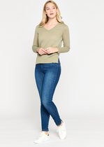 LOLALIZA Trui met V-hals - Khaki - Maat XL