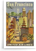 Walljar - San Fransisco United Air Lines - Muurdecoratie - Poster