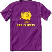 Bier Express T-Shirt | Unisex Kleding | Dames - Heren Feest shirt | Drank | Grappig Verjaardag Cadeau tekst | - Paars - S