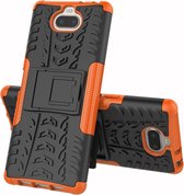 Sony Xperia 10 Hoesje - Mobigear - Tire Serie - Hard Kunststof Backcover - Zwart / Oranje - Hoesje Geschikt Voor Sony Xperia 10