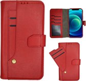 iPhone 12 Mini - Hoesje - Telefoonhoesje - Bookcase - Zacht Kunstleer -Rood - iPhone 12 Mini Book Case - 5.4 inch