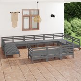vidaXL 13-delige Loungeset massief grenenhout grijs