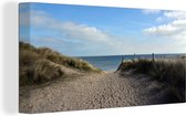 Canvas Schilderij Pad tussen de duinen naar de stranden van D-Day in Europa - 80x40 cm - Wanddecoratie