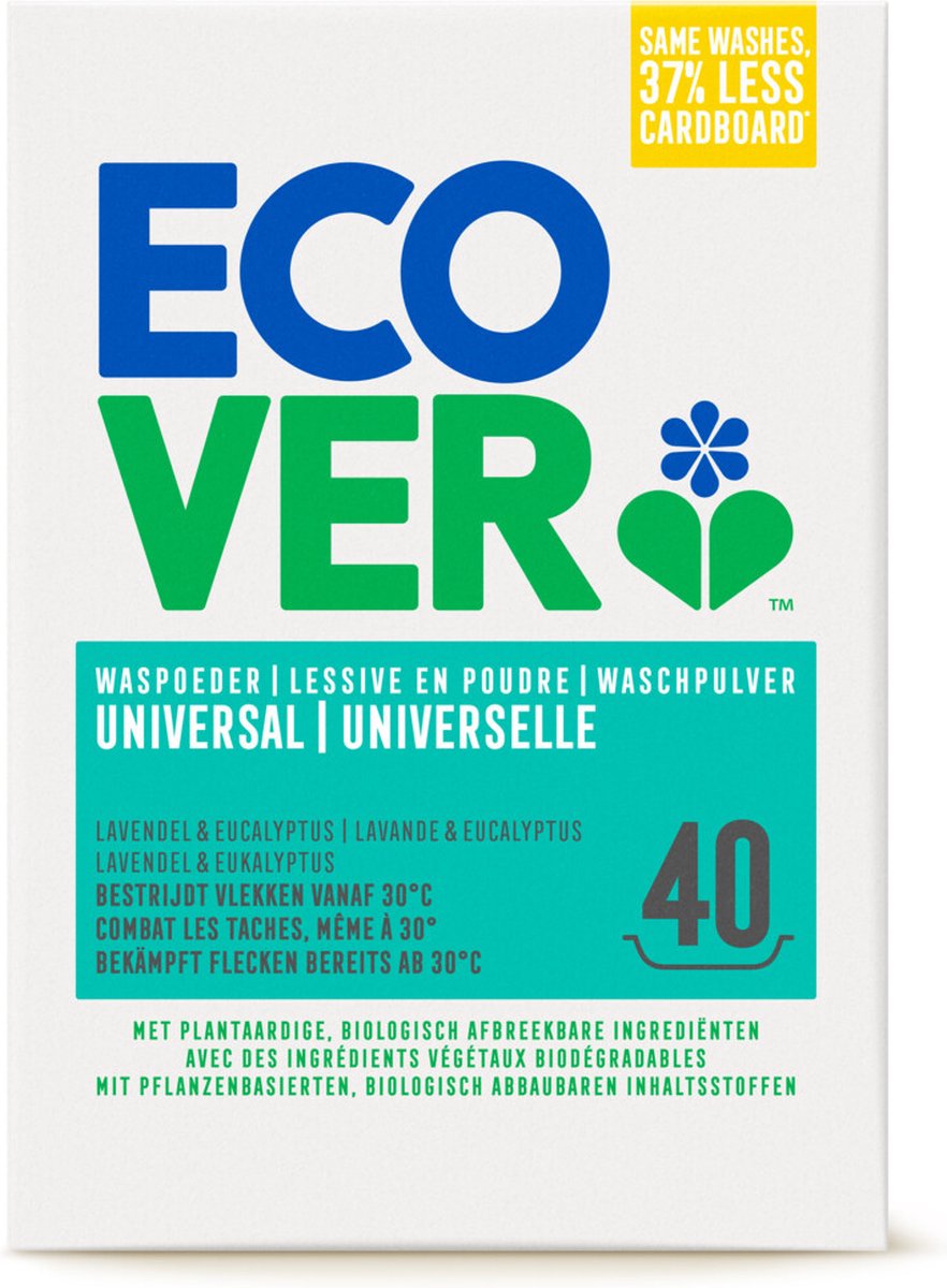 Goedkoopste Ecover Waspoeder Universal 40 Wasbeurten 3 kg