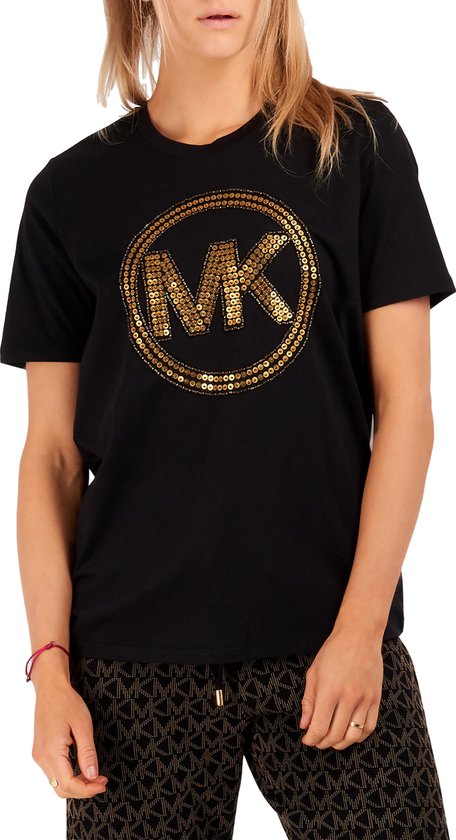 Michael Kors MK Circle Classic T-shirt Black Antique Brass | bol.com