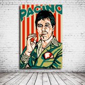 Pop Art Al Pacino Acrylglas - 90 x 60 cm op Acrylaat glas + Inox Spacers / RVS afstandhouders - Popart Wanddecoratie