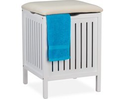 wasmand kruk - 40 liter - hout - 55 x 41 x 41 cm - badkamerkruk - op poten