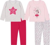 2x Grijs-roze pyjama met sterren / 2-3 jaar 98 cm