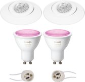 Luxino Nivas Pro - Inbouw Rond - Mat Wit - Trimless - Kantelbaar - Ø150mm - Philips Hue - LED Spot Set GU10 - White and Color Ambiance - Bluetooth