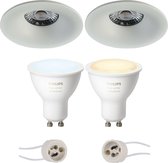 Pragmi Nora Pro - Inbouw Rond - Mat Wit - Ø82mm - Philips Hue - LED Spot Set GU10 - White Ambiance - Bluetooth - BSE