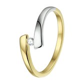 Bicolor Gouden Ring diamant 0.04ct H SI 18.00 mm (57)