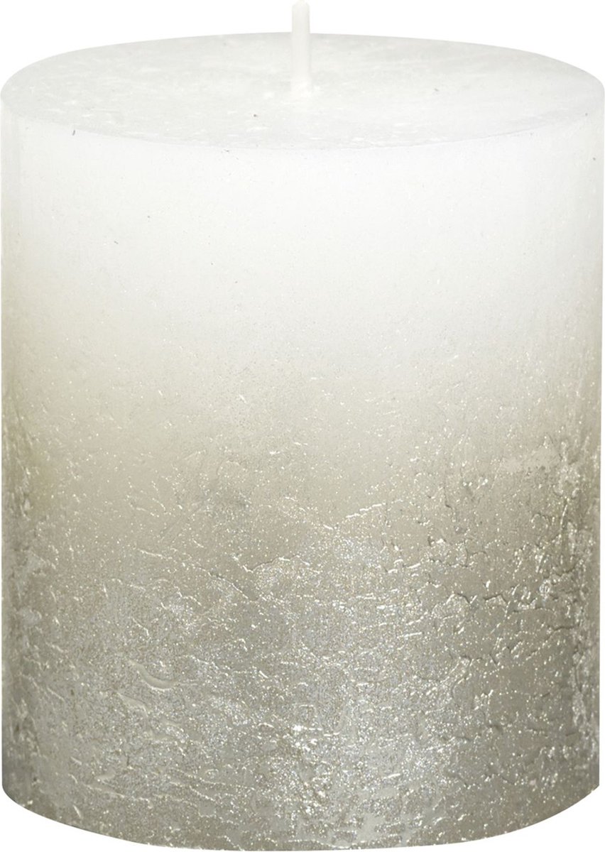 Bolsius Metallic Rustieke stompkaars Fading champagne 80/68 Wit / Goud wit met goud