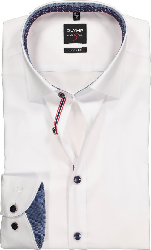OLYMP Level 5 body fit overhemd - wit (contrast) - Strijkvriendelijk -  Boordmaat: 42 | bol.com