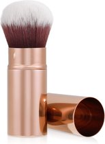 Navaris kabuki poederkwast met dop - Uitschuifbare poederborstel - Cosmeticakwast voor blush en contour - Make-up kwast - Veganistisch - Metallic