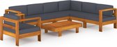 Decoways - 8-delige Loungeset met donkergrijze kussens acaciahout