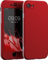 kwmobile hoesje compatibel met Apple iPhone SE (2022) / SE (2020) / 8 / 7 - 3-delige cover met extra bescherming - Smartphonehoesje in rood / grijs