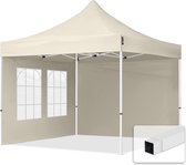 3x3m easy up partytent vouwtent  2 zijwanden (met kerkvensters) paviljoen PES300 stalen frame crème