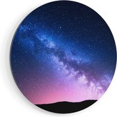Artaza Cercle mural Dibond Voie lactée avec une lueur rose - Ciel étoilé - Ø 80 cm - Groot - Cercle mural - Peinture ronde - Pour intérieur et extérieur