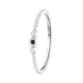 Lucardi - Dames Ring bol zirkonia zwart - Ring - Cadeau - Echt Zilver - Zilverkleurig