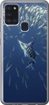 Geschikt voor Samsung Galaxy A21s hoesje - Water - Sardientjes - Dieren - Siliconen Telefoonhoesje