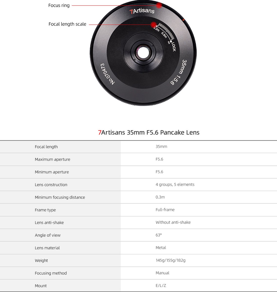 7artisans 35mm F5.6 Pancake Full frame manual focus lens Nikon Z systeem camera + Gratis lenspen + lens tas + lens papier thumbnail 2